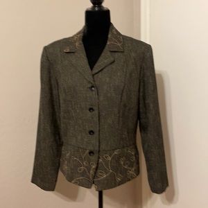 Tweed blazer with embroidered stitching